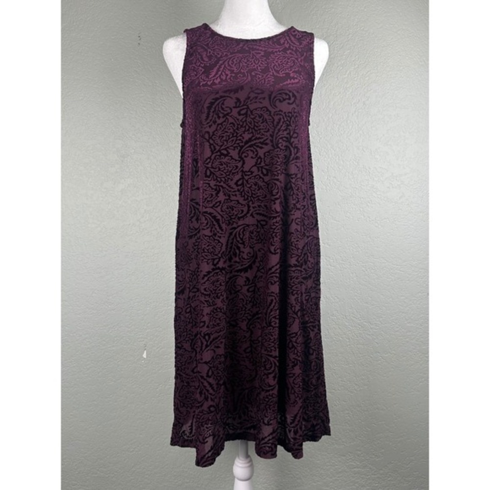 Simply Styled Velvet Burnout Dress Sz S Burgundy Purple Whimsigoth Fairy Grunge